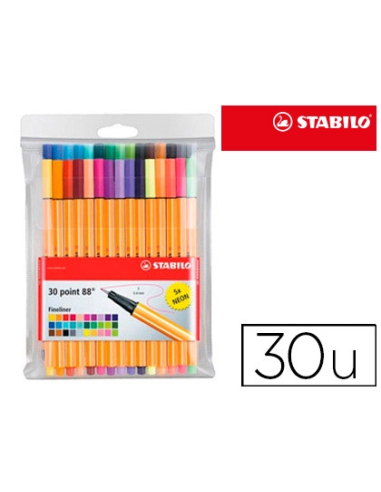 CI | Rotulador stabilo point 88 colores neon estuche 25+5 unidades