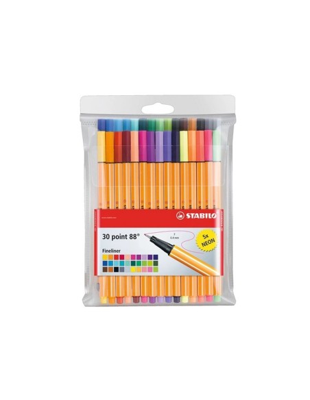 CI | Rotulador stabilo point 88 colores neon estuche 25+5 unidades