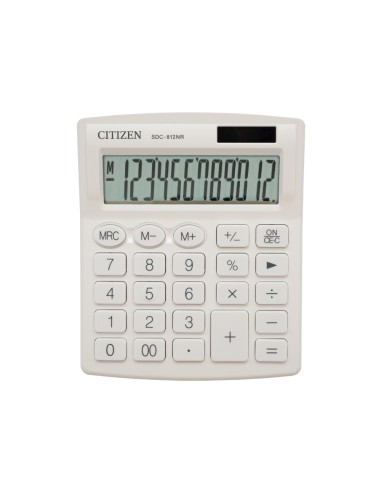 CI | Calculadora citizen sobremesa sdc-812nrwhe eco eficiente solar y a pilas 12 digitos 124x102x25 mm blanco