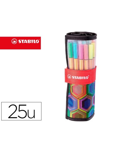 CI | Rotulador Stabilo Punta De Fibra Point 88 Art Estuche Rollerset De 25 Unidades Colores Surtidos