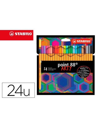 CI | Rotulador stabilo point 88 punta de fibra arty line estuche carton de 24 unidades colores surtidos