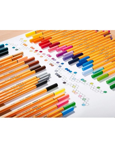 CI | Rotulador stabilo punta de fibra point 88 estuche de 25 colores surtidos