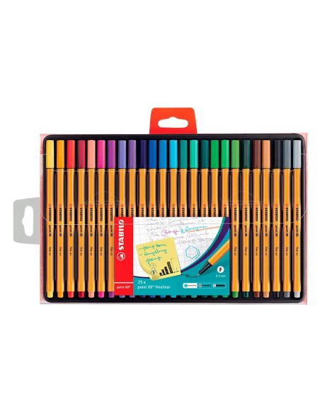 CI | Rotulador stabilo punta de fibra point 88 estuche de 25 colores surtidos