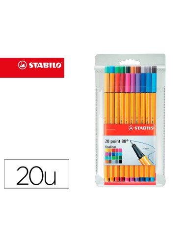 CI | Rotulador stabilo punta de fibra point 88 estuche de 20 colores surtidos