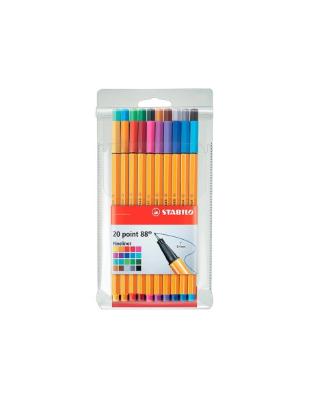 CI | Rotulador stabilo punta de fibra point 88 estuche de 20 colores surtidos