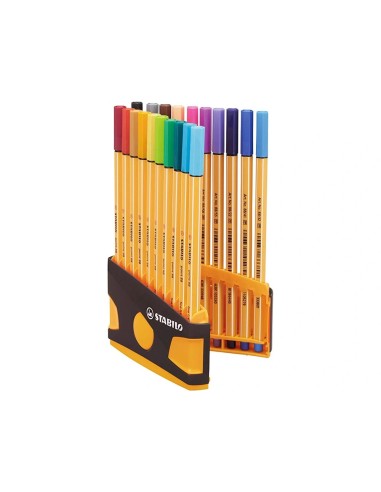 CI | Rotulador stabilo punta de fibra point 88 color parade antracita/naranja estuche de 20 unidades colores surtidos
