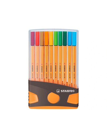 CI | Rotulador stabilo punta de fibra point 88 color parade antracita/naranja estuche de 20 unidades colores surtidos