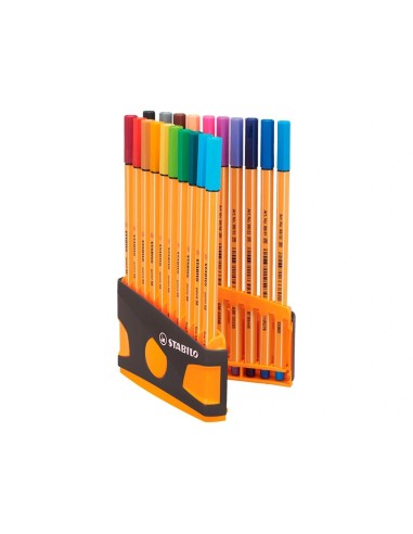 CI | Rotulador stabilo punta de fibra point 88 color parade antracita/naranja estuche de 20 unidades colores surtidos