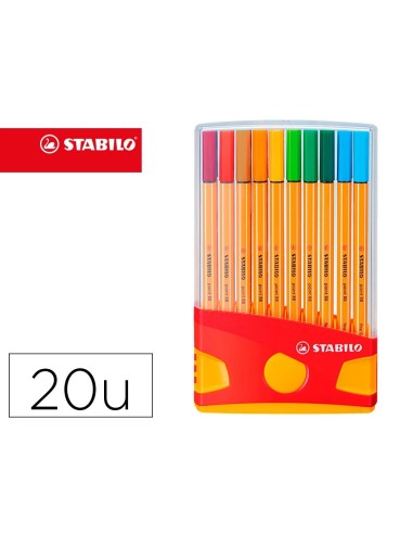 CI | Rotulador stabilo punta de fibra point 88 color parade estuche de 20 rotuladores