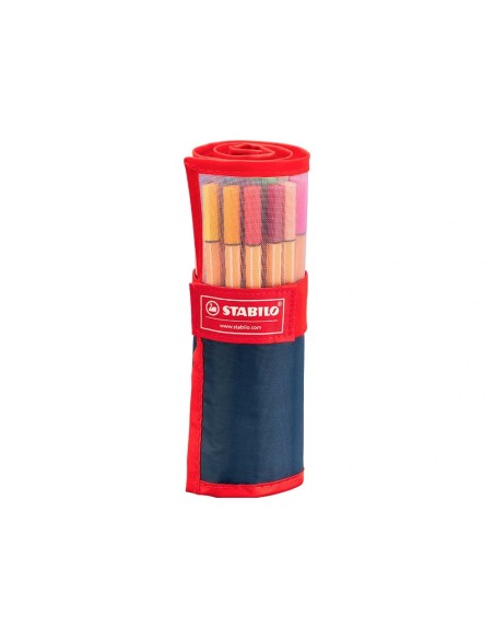 CI | Rotulador stabilo punta de fibra point 88 estuche rollerset de 25 colores surtidos