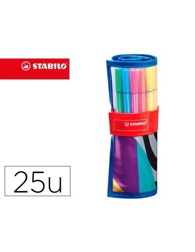 CI | Rotulador Stabilo Punta De Fibra Pen 68 Arty Estuche Rollerset De 25 Unidades Colores Surtidos