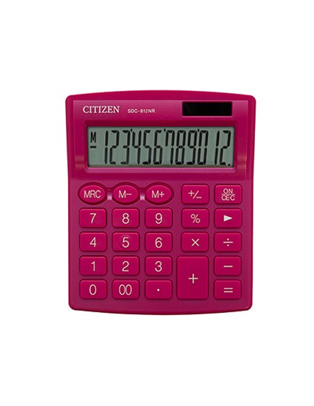 CI | Calculadora citizen sobremesa sdc-812nrpke eco eficiente solar y a pilas 12 digitos 124x102x25 mm rosa