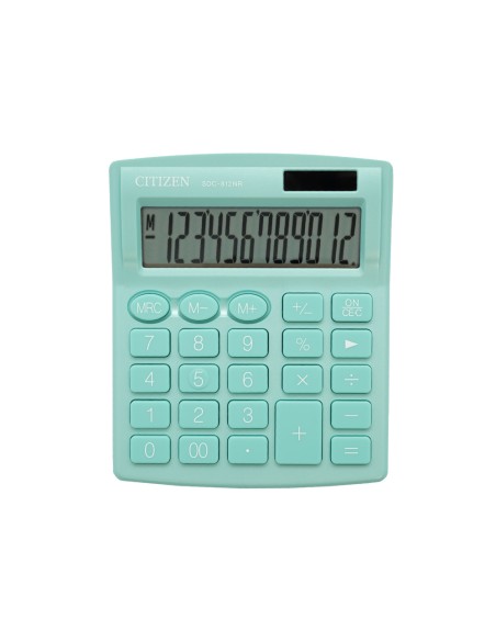 CI | Calculadora citizen sobremesa sdc-812nrgne eco eficiente solar y a pilas 12 digitos 124x102x25 mm verde