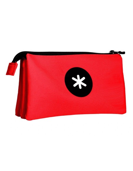 CI | Bolso escolar portatodo antartik triple cremallera color rojo 220x30x120 mm