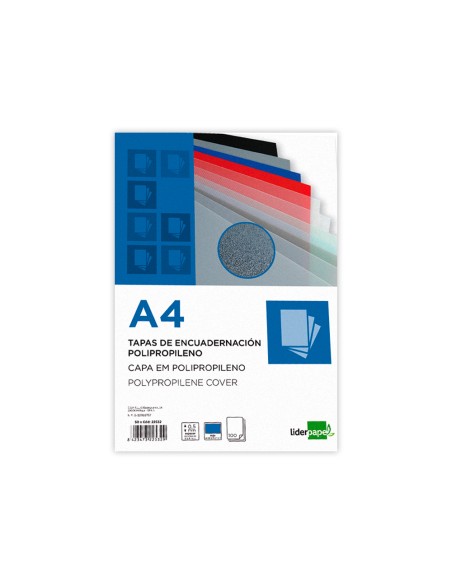 CI | Tapa encuadernacion liderpapel polipropileno a4 0.5 mm azul translucido paquete de 100 unidades