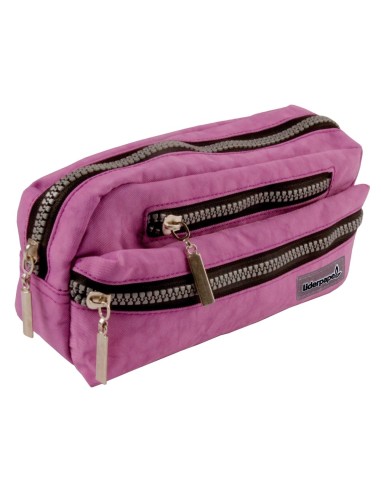 CI | Bolso escolar liderpapel portatodo ovalado 3 bolsillos violeta pastel 195x40x100 mm