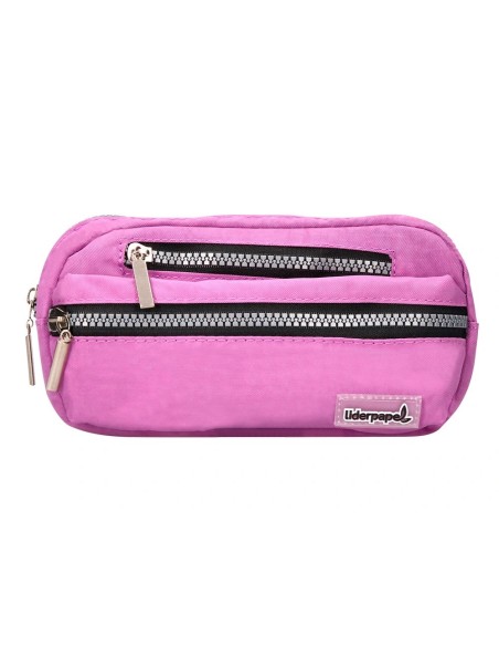 CI | Bolso escolar liderpapel portatodo ovalado 3 bolsillos violeta pastel 195x40x100 mm