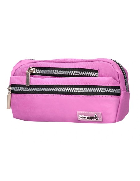 CI | Bolso escolar liderpapel portatodo ovalado 3 bolsillos violeta pastel 195x40x100 mm