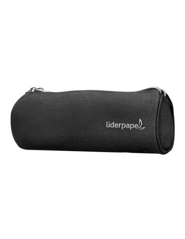 CI | Bolso Escolar Liderpapel Portatodo Cilindrico Con 2 Cremalleras Negro 205X75X75 Mm