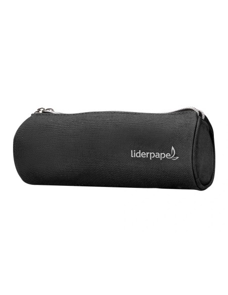 CI | Bolso Escolar Liderpapel Portatodo Cilindrico Con 2 Cremalleras Negro 205X75X75 Mm