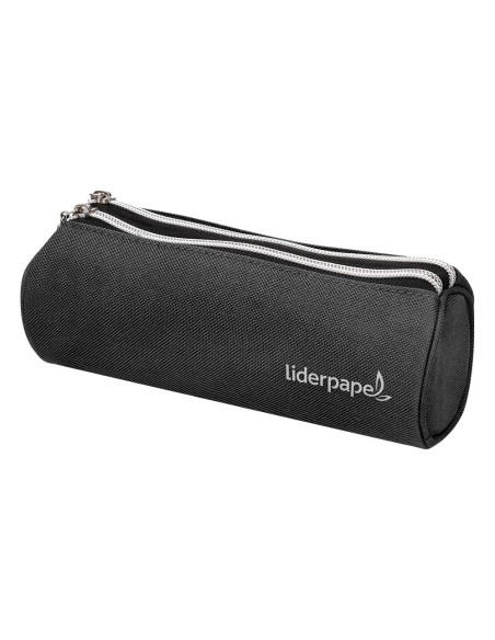CI | Bolso Escolar Liderpapel Portatodo Cilindrico Con 2 Cremalleras Negro 205X75X75 Mm