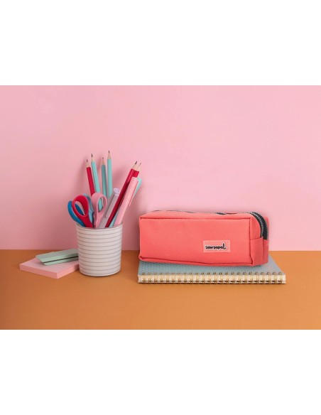 CI | Bolso escolar liderpapel portatodo rectangular 2 bolsillos coral 185x55x70 mm