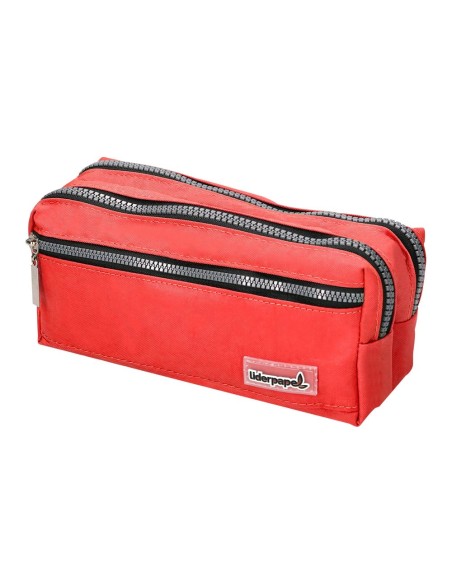 CI | Bolso Escolar Liderpapel Portatodo Rectangular 3 Bolsillos Rojo 210X80X85 Mm