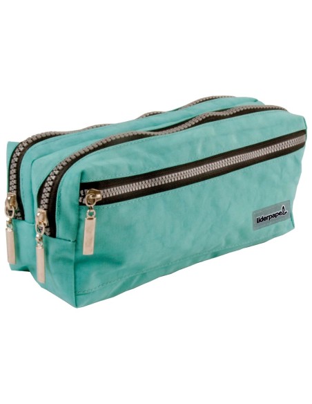 CI | Bolso escolar liderpapel portatodo rectangular 3 bolsillos celeste 210x80x85 mm
