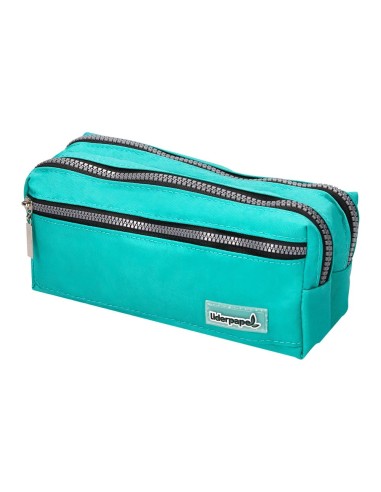 CI | Bolso escolar liderpapel portatodo rectangular 3 bolsillos celeste 210x80x85 mm