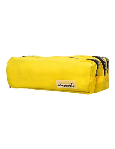 CI | Bolso escolar liderpapel portatodo rectangular 3 bolsillos amarillo pastel 185x55x70 mm