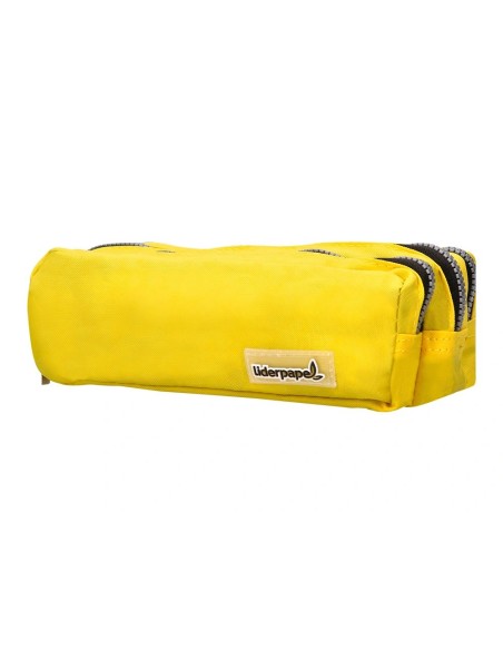 CI | Bolso escolar liderpapel portatodo rectangular 3 bolsillos amarillo pastel 185x55x70 mm
