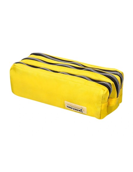 CI | Bolso escolar liderpapel portatodo rectangular 3 bolsillos amarillo pastel 185x55x70 mm