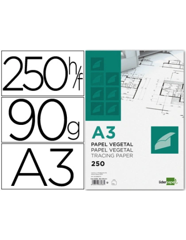 CI | Papel dibujo liderpapel 297x420mm 90g/m2 vegetal