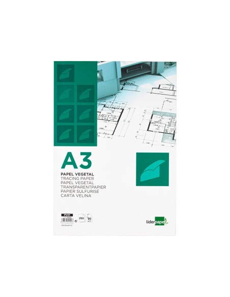 CI | Papel dibujo liderpapel 297x420mm 90g/m2 vegetal