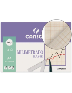 CI | Papel milimetrad guarro 210x297 minipacks de 12 hojas