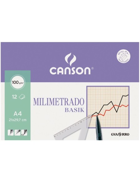 CI | Papel milimetrad guarro 210x297 minipacks de 12 hojas