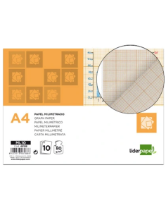 CI | Papel dibujo liderpapel 210x297mm 80g/m2 milimetrado...