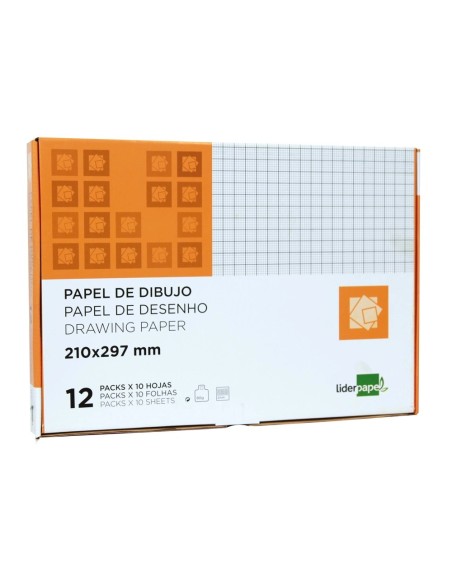 CI | Papel dibujo liderpapel 210x297mm 80g/m2 milimetrado pack de 10