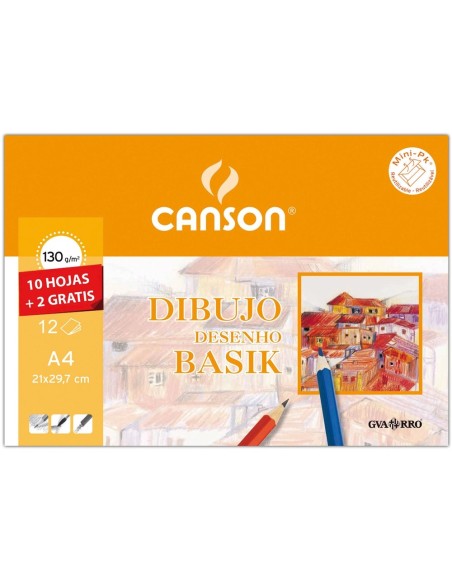 CI | Papel dibujo basik 240x320 din a4 + 130 gr. con recuadro -minipack de 10 hojas