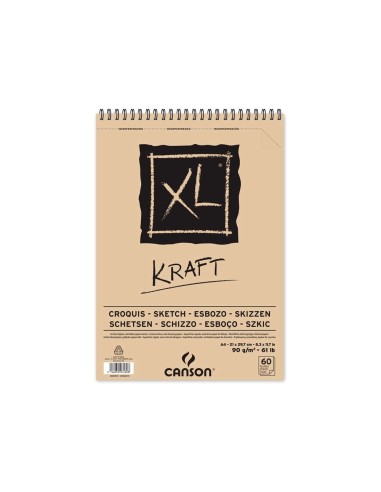 CI | Bloc dibujo esbozo canson xl kraft din a4 kraft rayado beige espiral 21x29,7 cm 60 hojas 90 gr