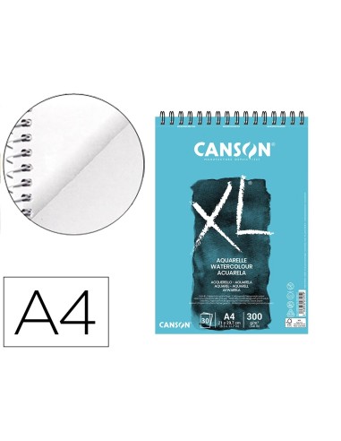 CI | Bloc dibujo acuarela canson xl aquarelle grano fino din a4 microperforado espiral 21x29,7 cm 30 hojas 300 gr