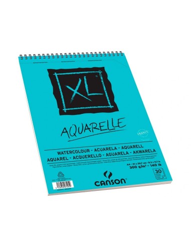 CI | Bloc dibujo acuarela canson xl aquarelle grano fino din a4 microperforado espiral 21x29,7 cm 30 hojas 300 gr