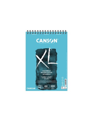 CI | Bloc dibujo acuarela canson xl aquarelle grano fino din a4 microperforado espiral 21x29,7 cm 30 hojas 300 gr
