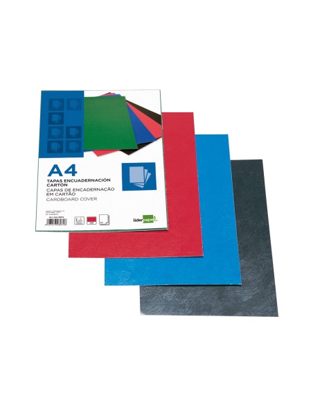 CI | Tapa encuadernacion liderpapel carton a4 1mm roja paquete de 50 unidades
