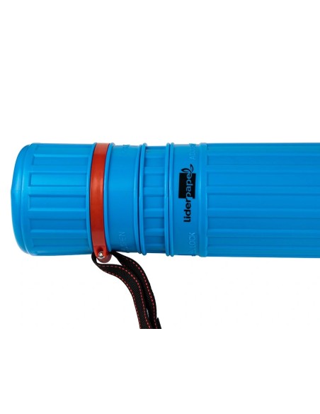 CI | Portaplanos plastico liderpapel diametro 9 cm extensible hasta 125 cm azul
