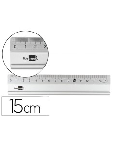 CI | Regla metalica liderpapel aluminio 15 cm