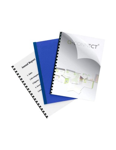 CI | Tapa de encuadernacion q-connect pvc din a4 opaca azul 180 micras caja de 100 unidades