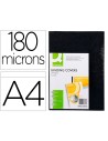 CI | Tapa de encuadernacion q-connect pvc din a4 opaca negra 180 micras caja de 100 unidades