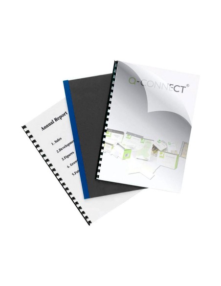 CI | Tapa de encuadernacion q-connect pvc din a4 opaca negra 180 micras caja de 100 unidades