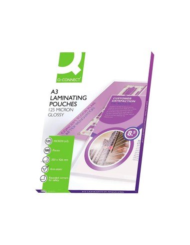 CI | Bolsa de plastificar q-connect 303 x 426 mm 125 mc din a3 caja de 100 unidades